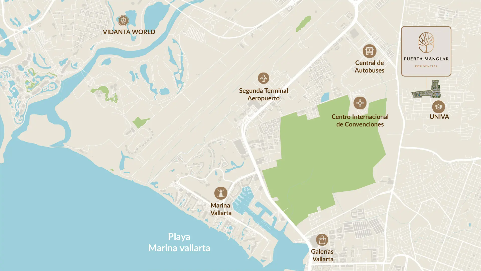Mapa de ubicacion de Puerta Manglar en Puerto Vallarta